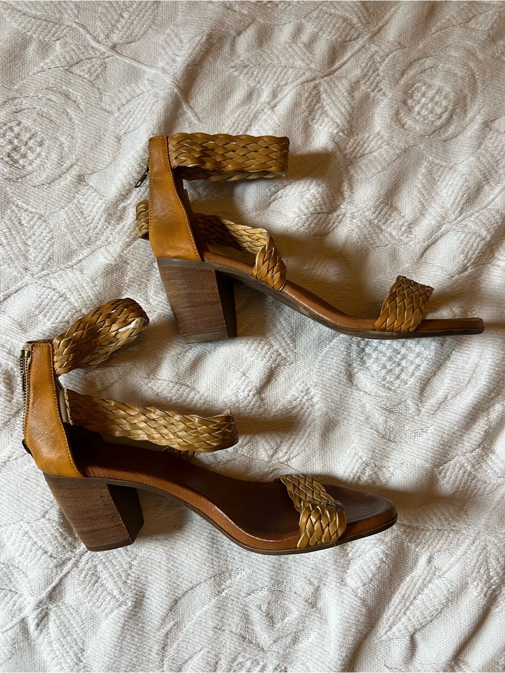 Sundance ❤️ Italian Leather Braided Ankle-Strap Heeled Sandals size EU 42, US 11 - Picture 3 of 12